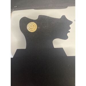 Vintage Tay Womens Signed Faux Pearl Earrings Gold Tone Swirl Design Estate